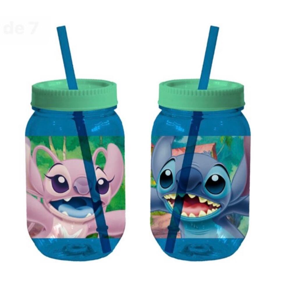 Stitch 18.5oz PS Canning Jar with straw and electroplated lid